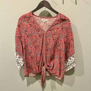 Floral V-Neck Tie-Front Top